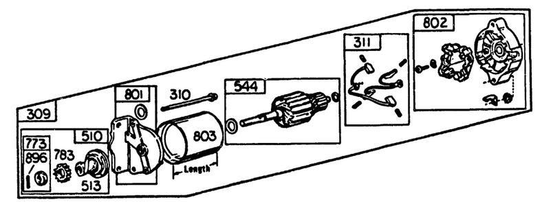 12 V Starting Motor Model No. 252415-0248-01 Diagram and Parts List for 8799-1-XR  Briggs and Stratton Generator